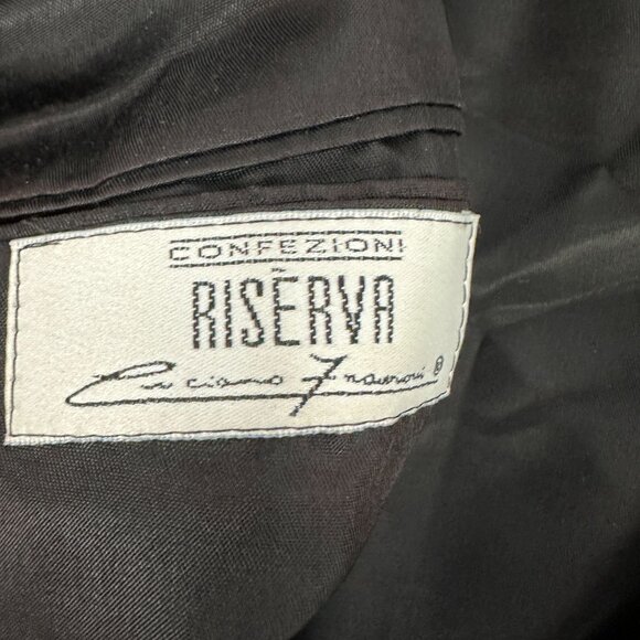 Confezioni Riserva Black Pinstripe Blazer 2-Button Wool Blend Mens Size 44 Long - Picture 3 of 5